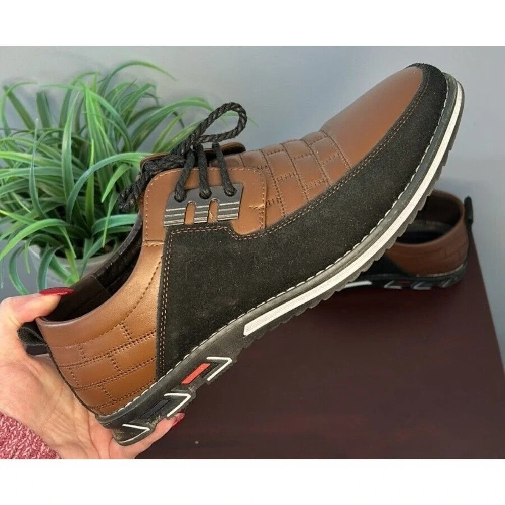 Gatsby Mens Brown Black Quilted Two Tone Dress Sneakers Oxfords EU 43 US 10‎